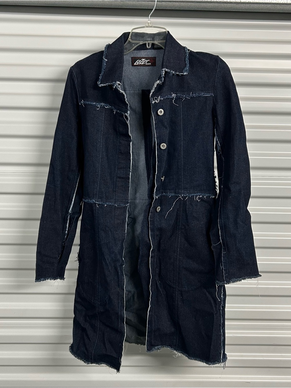 Raw-Edge Dark Indigo Denim Trench Coat by GTR Wears